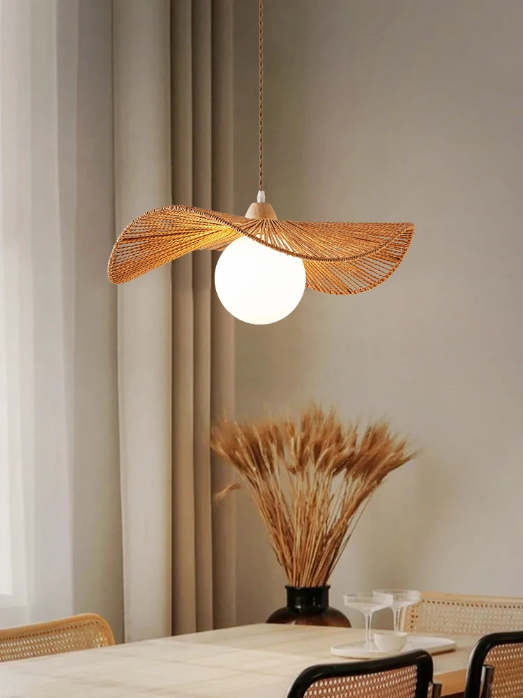 lustre suspendu en bois style japonais pour décoration intérieure