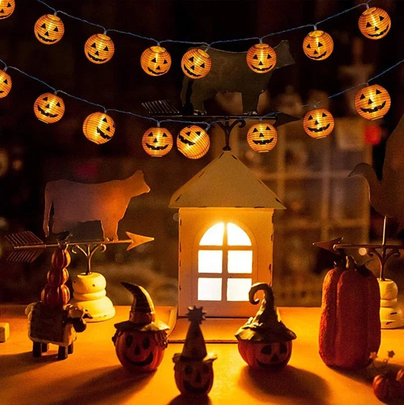 guirlande lumineuse citrouille pour décor halloween en intérieur extérieur