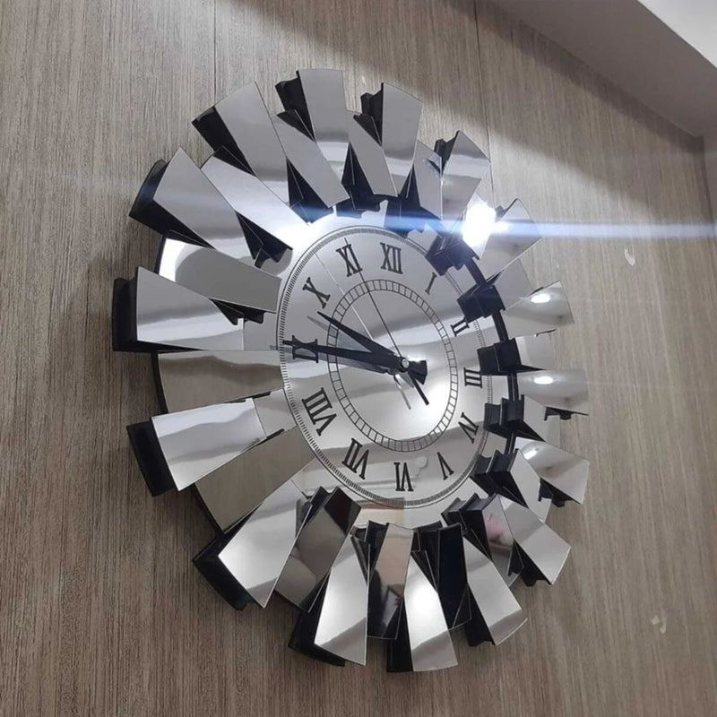 horloge murale miroir 3d luxe motif piano chiffres romains décoratifs