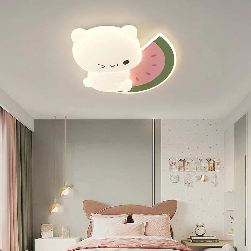 plafonnier led ours cartoon motif fruits pour enfants