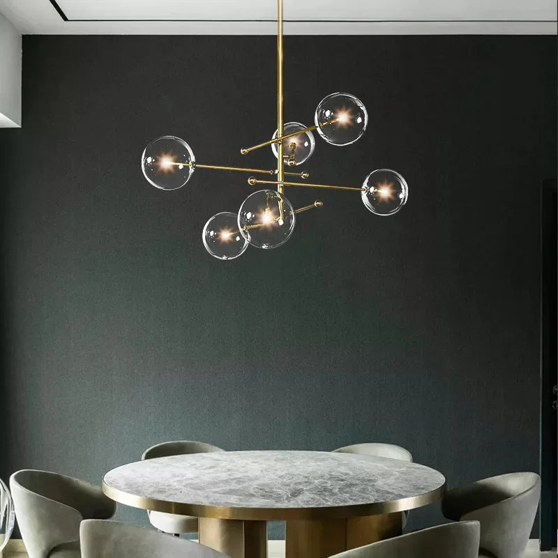 lustre nordique en verre boule pour éclairage décoratif
