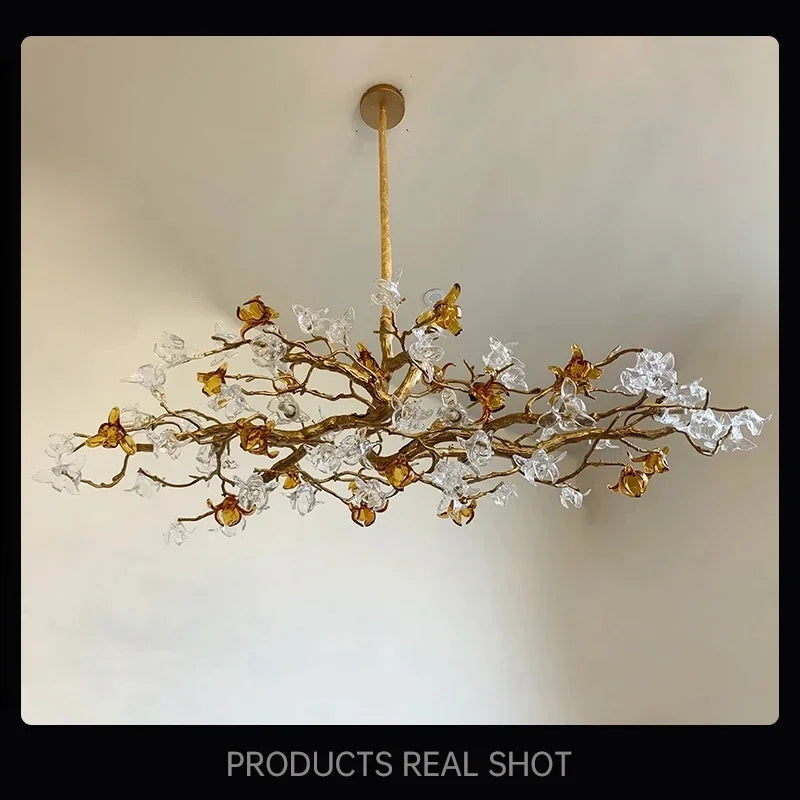 lustre retro en cuivre style chinois en forme de branche