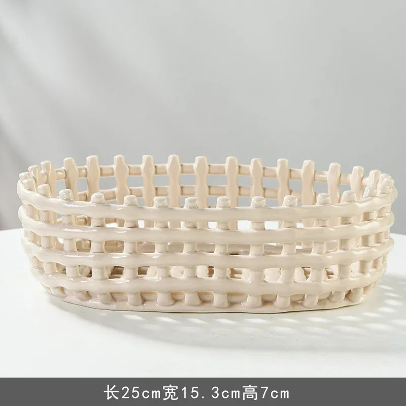 panier de rangement en céramique pour fruits et ustensiles de cuisine