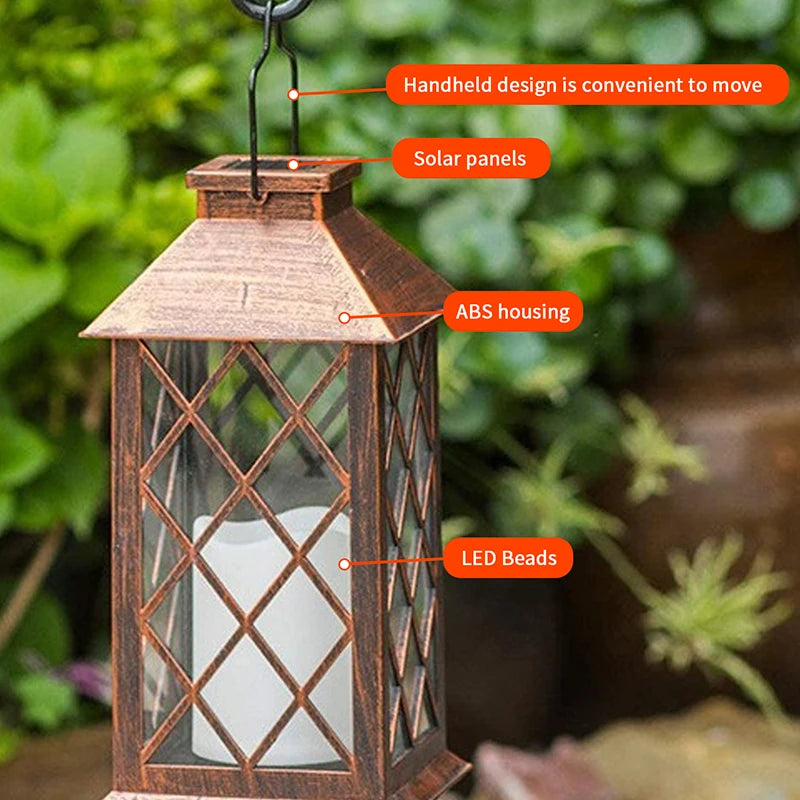 Lampe LED solaire européenne rétro électronique bougie lanterne crépuscule à l'aube lampe décorative solaire pour intérieur extérieur jardin terrasse