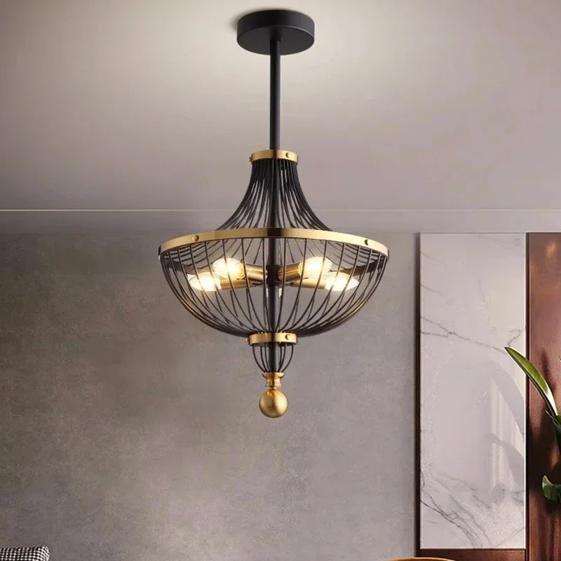 lustre rétro led en fer avec suspension pour décoration américaine