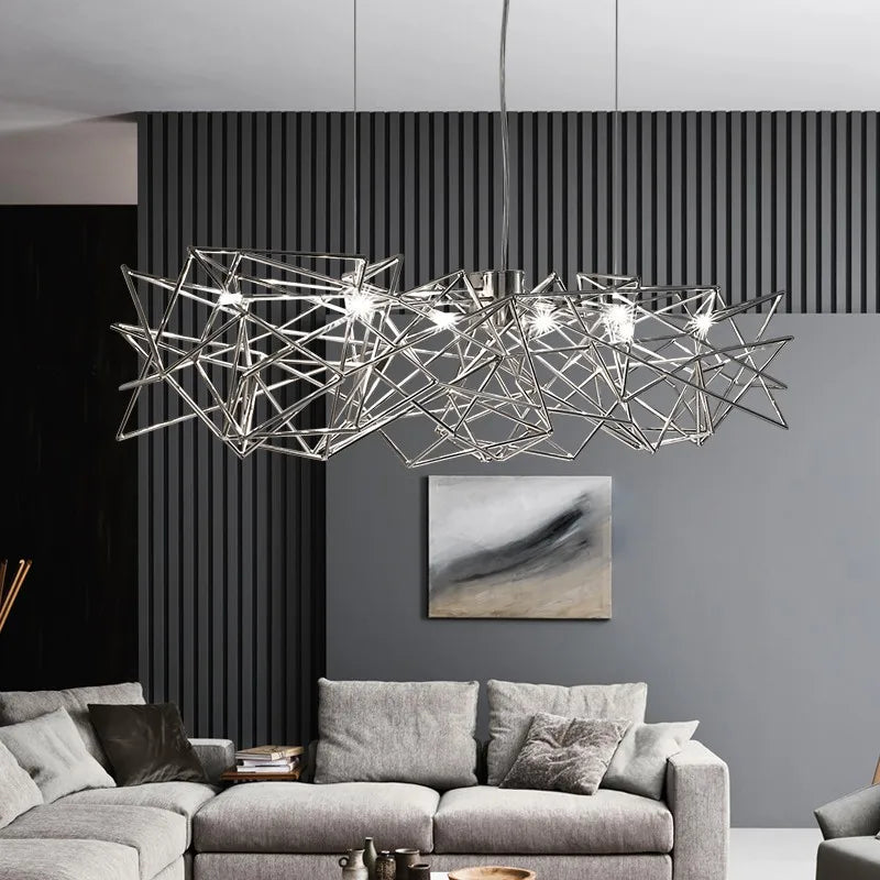 lustre post-moderne de luxe design italien nordique étoile rectangulaire