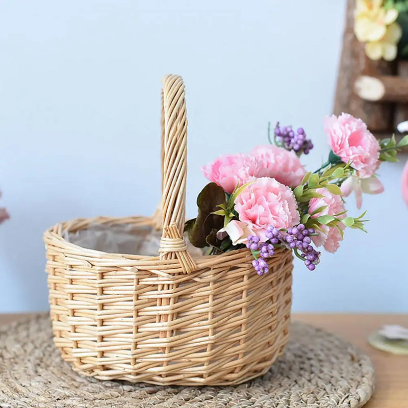 panier tissé rotin pour fleurs et aliments