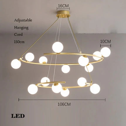 lustre créatif en fer et verre tendance pour décoration intérieure