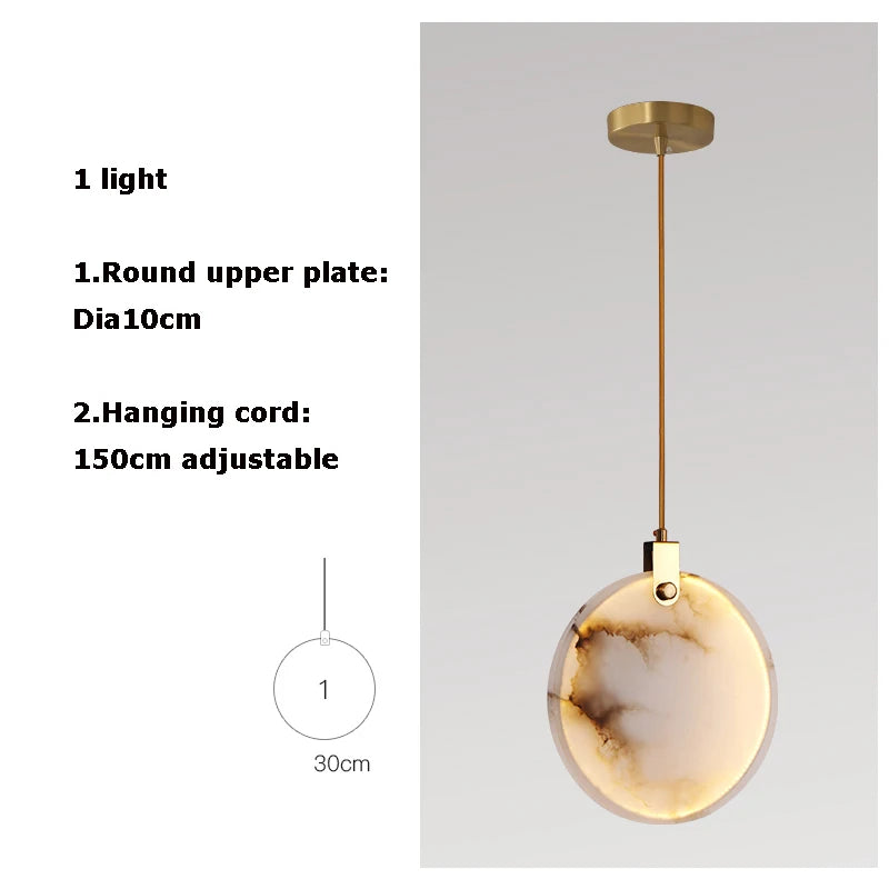 lustre design en marbre doré avec éclairage led tendance 2024