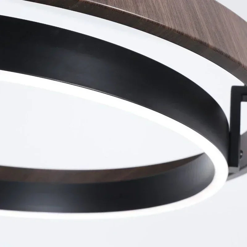 lustre moderne en bois avec éclairage led décoratif