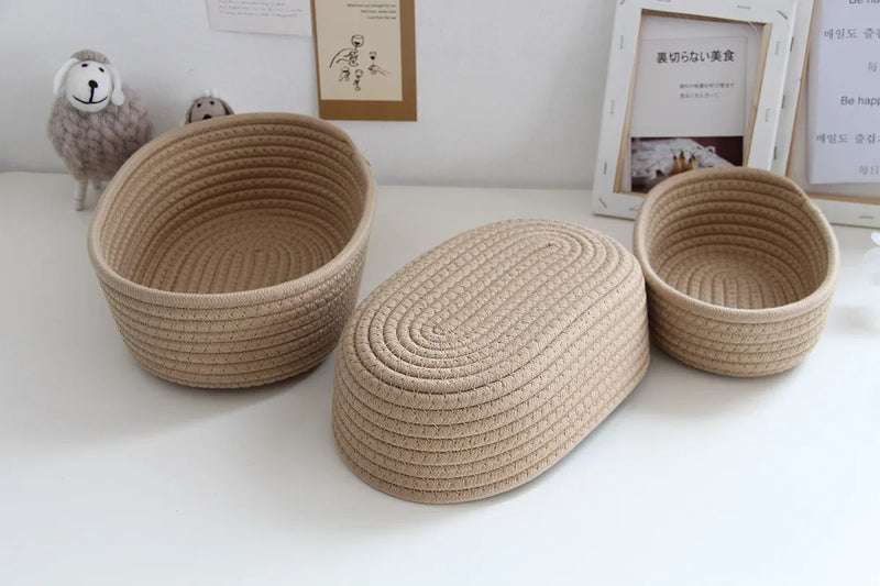 paniers en corde de coton pour rangement et organisation des objets