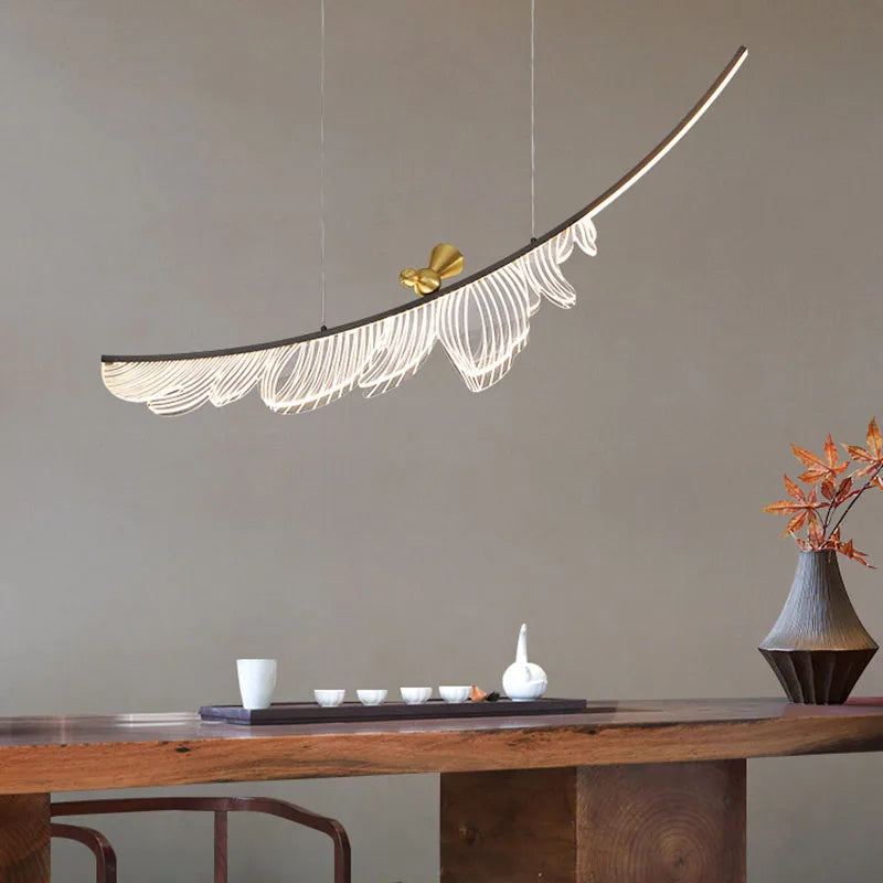 lustre design artistique en plumes et fil métallique ajustable