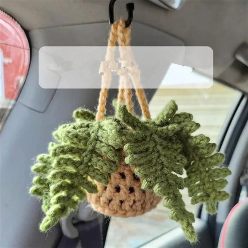 crochet suspendu créatif pour décoration de voiture plante en pot