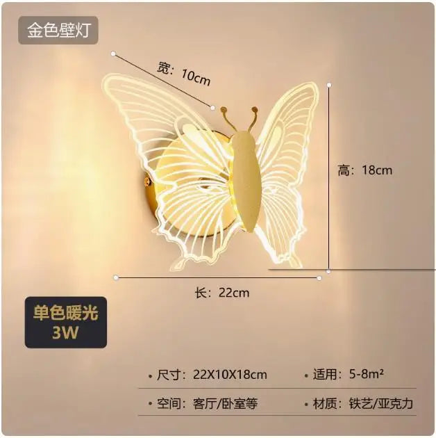 applique murale LED papillon pour chambre d'enfant décoration murale