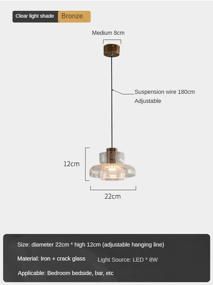 suspension en verre craquelé style américain rétro pour intérieur