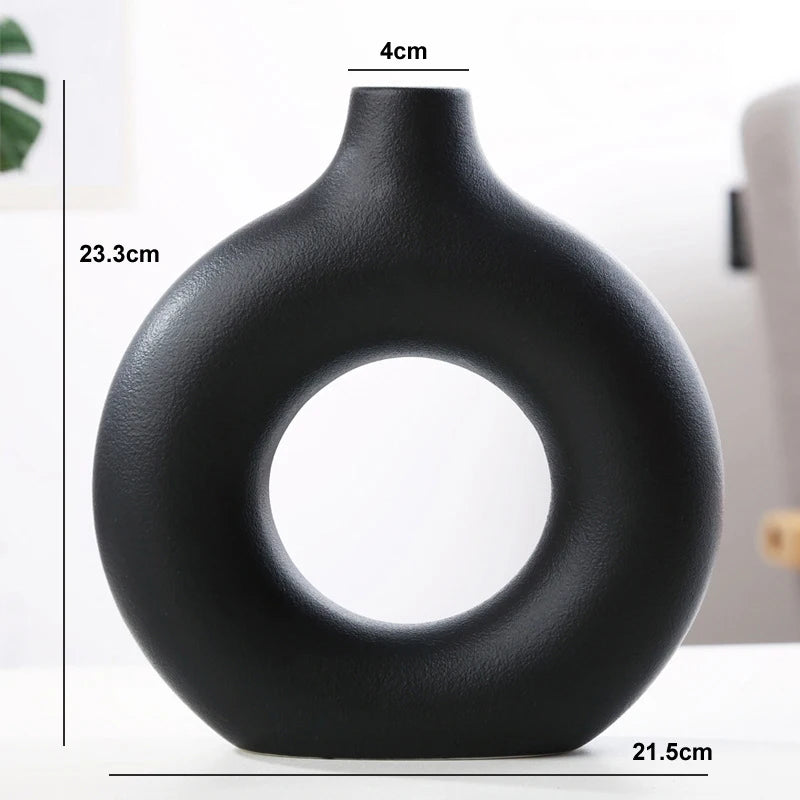 vase circulaire en céramique pour décoration intérieure et fleurs