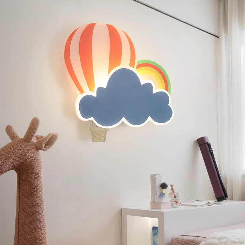 applique murale led nuage de ballons à air chaud pour enfants