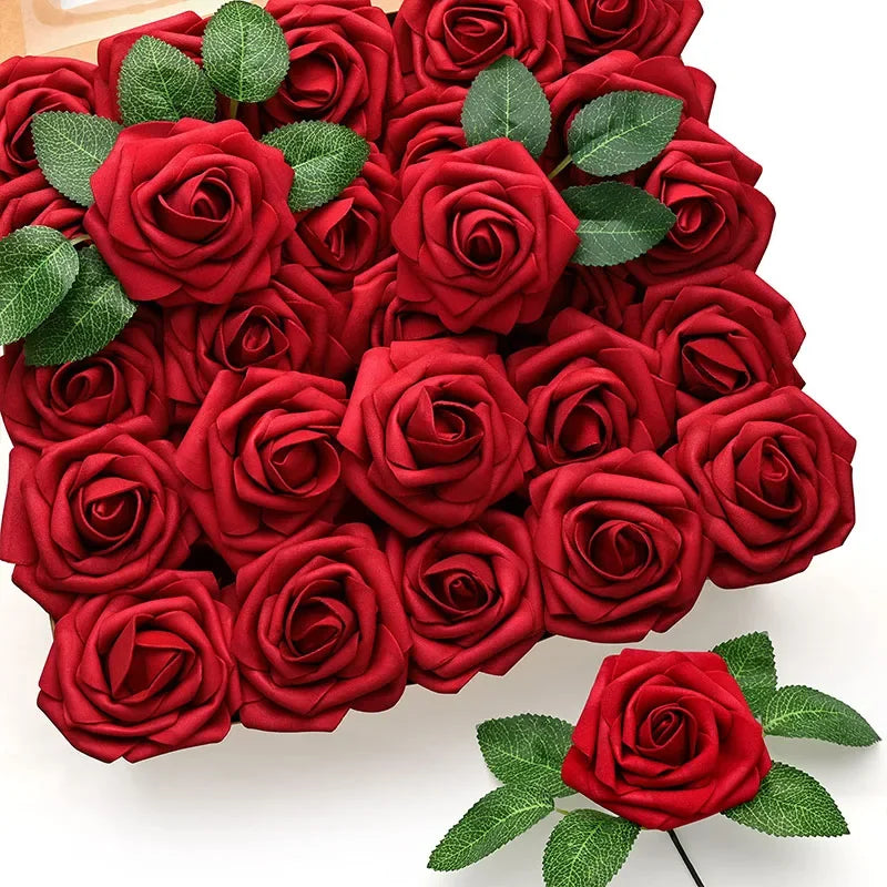 lot de 25 roses artificielles pour décorations de mariage et fêtes