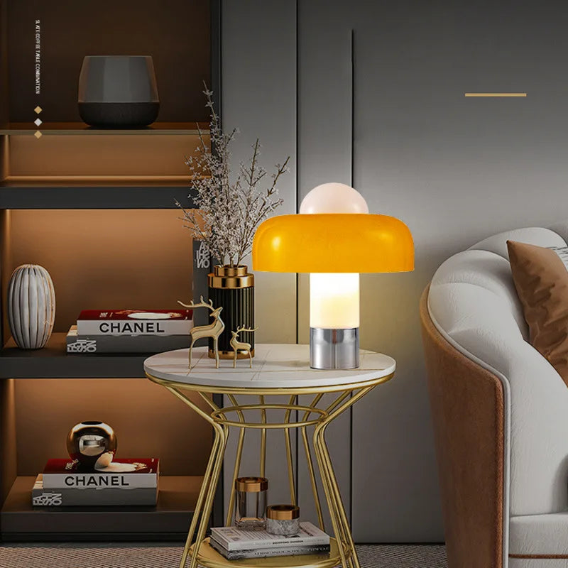 lampe à poser moderne en verre design champignon pour intérieur