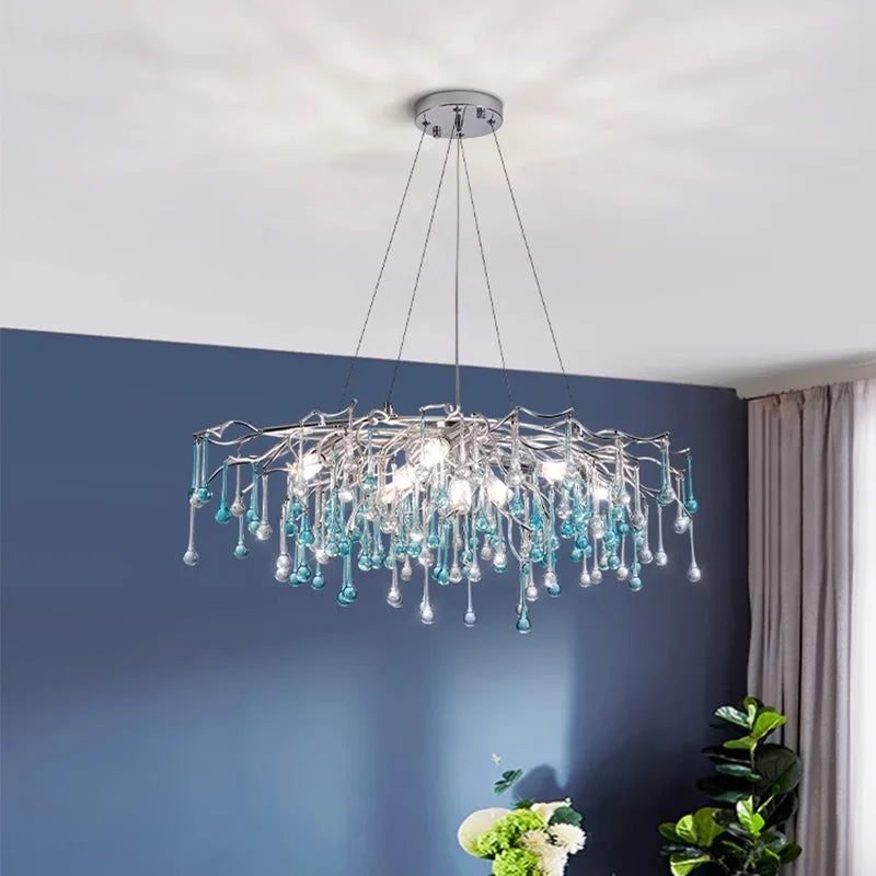 lustre moderne en verre bicolore style postmoderne avec led