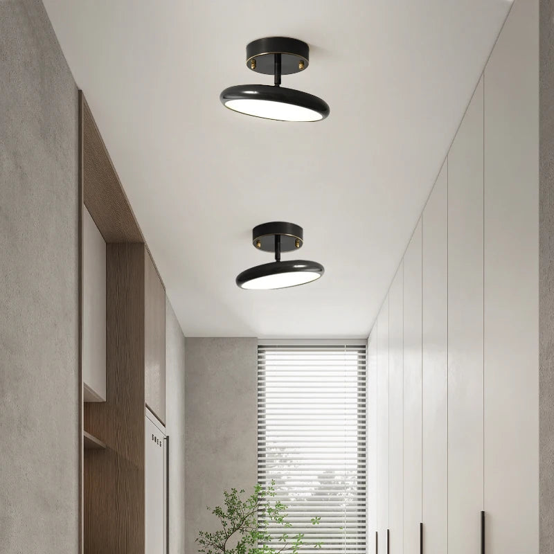 plafonnier moderne en cuivre noir design rond pour intérieur