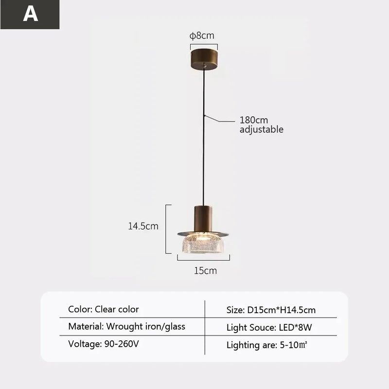 suspension led rétro en verre pour éclairage moderne et ambiance élégante