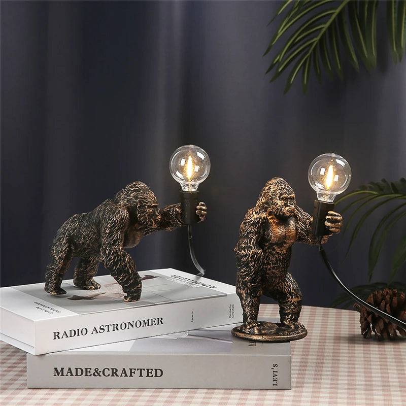 lampe à poser nordique king kong en résine personnalisable animaux