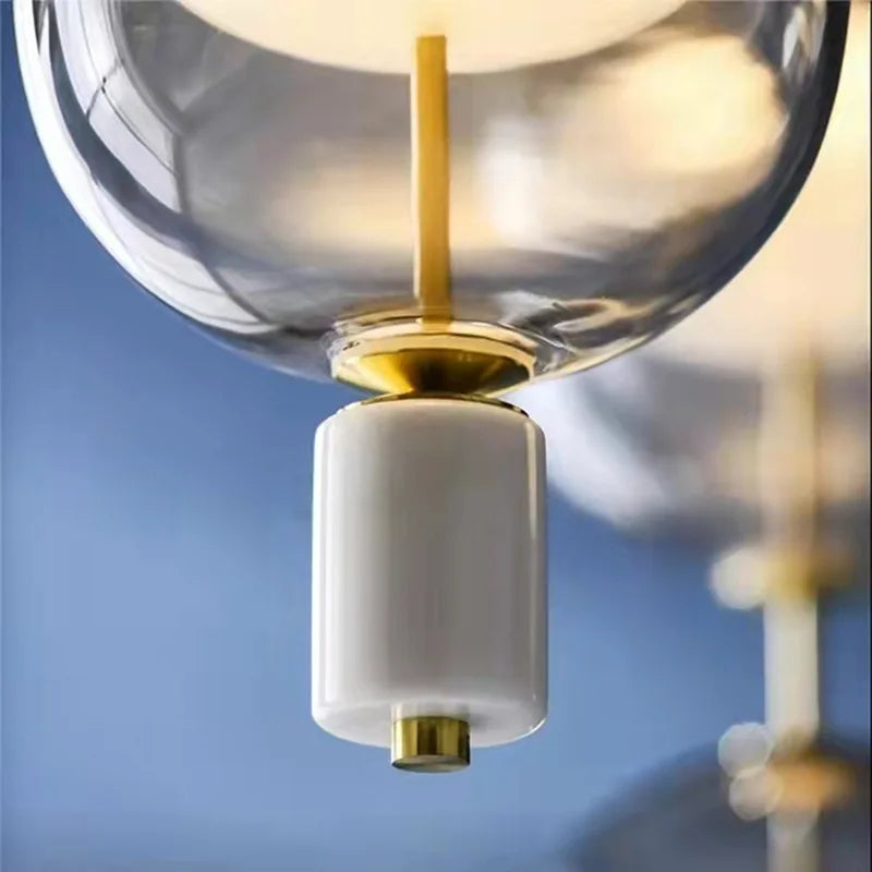 lampe suspendue nordique en verre avec plafonnier en marbre et métal