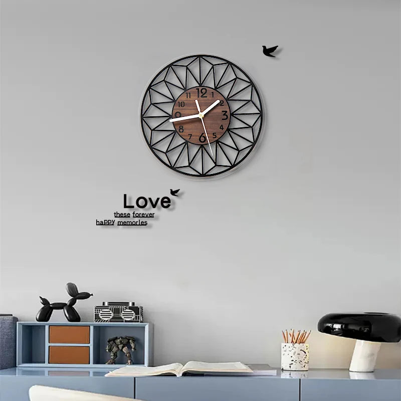 horloge murale en bois esthétique pour décoration intérieure