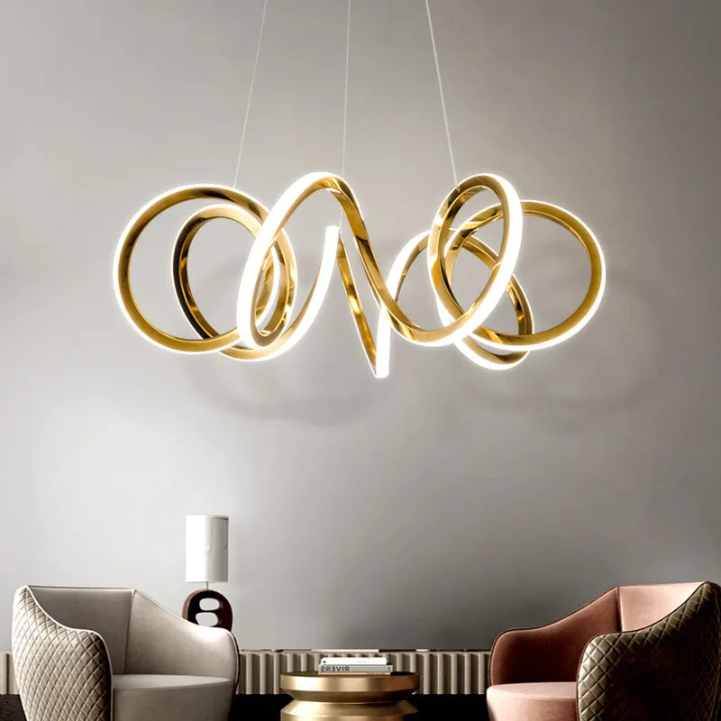 lustre moderne 	 avec lampes led suspendues en silicone