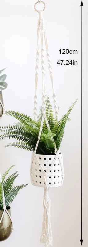 support de plante en macramé suspendu fait main en coton naturel