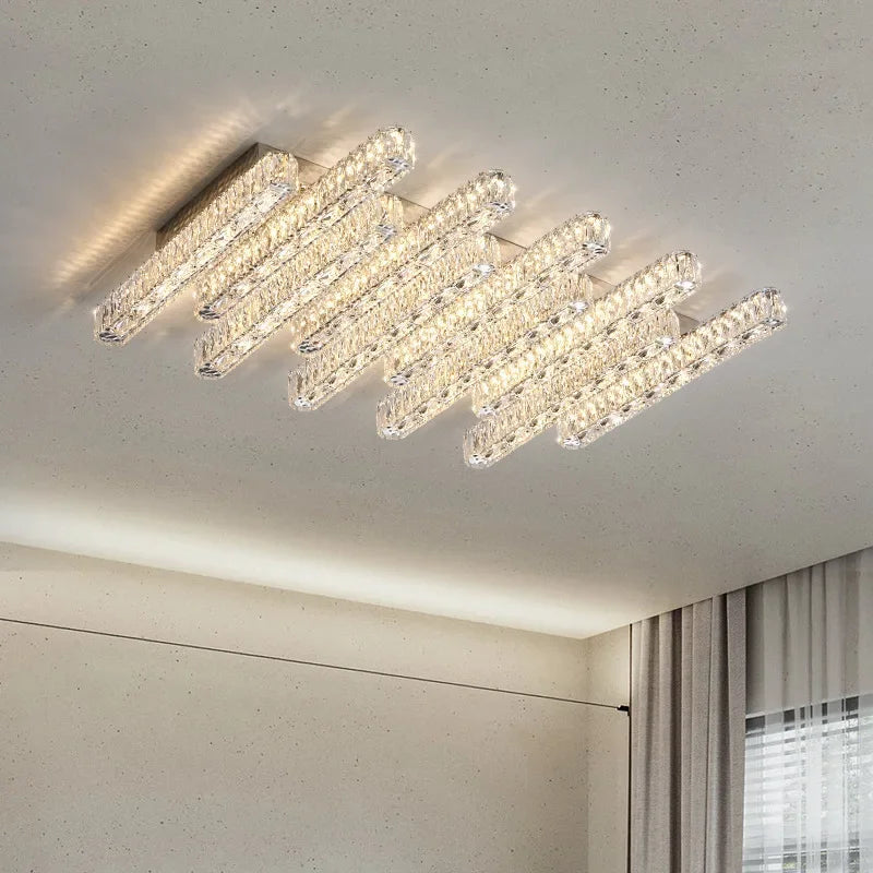 lustre led moderne en cristal avec intensité variable pour la maison