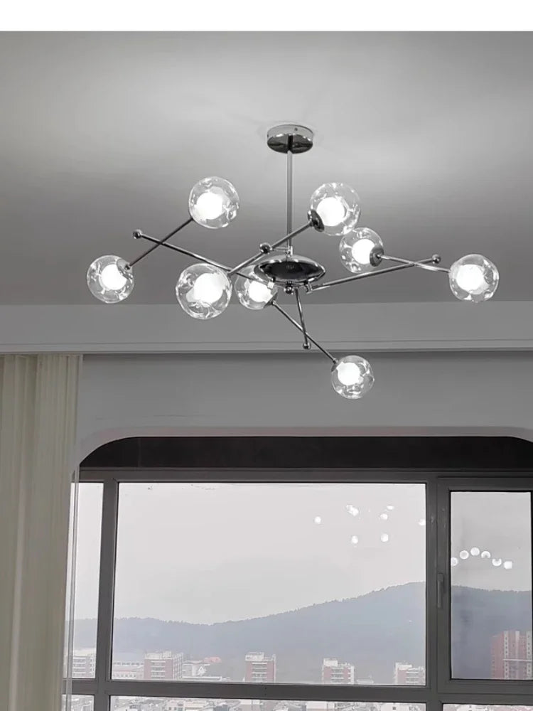 2024 Glass Chandelier Chrome Magic Bean Lights for  Living Room Pendant Lamp Bedroom Dining Room Ceiling Hanging Lamp