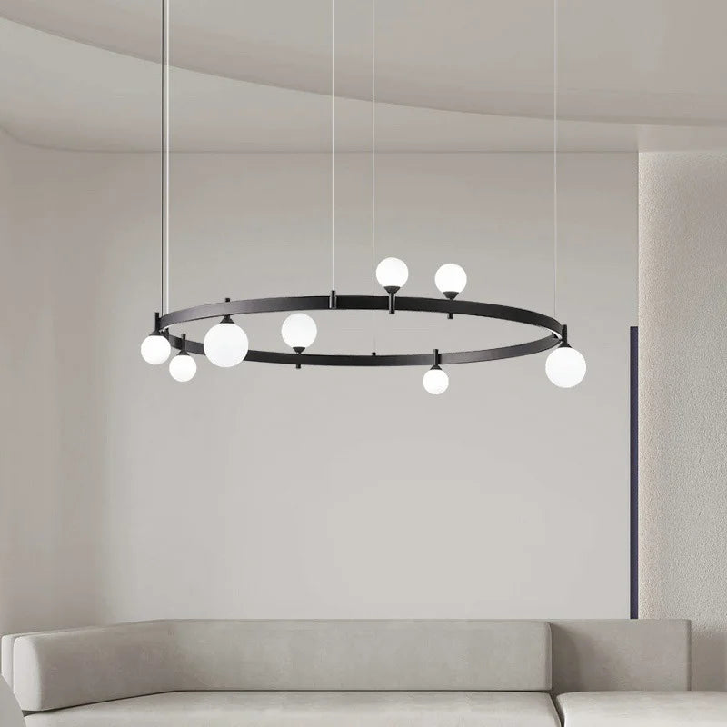 suspension led en verre circulaire pour décoration moderne