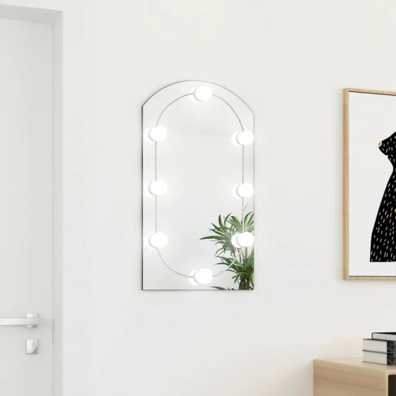 miroir en arc en verre avec éclairage led décoratif mural