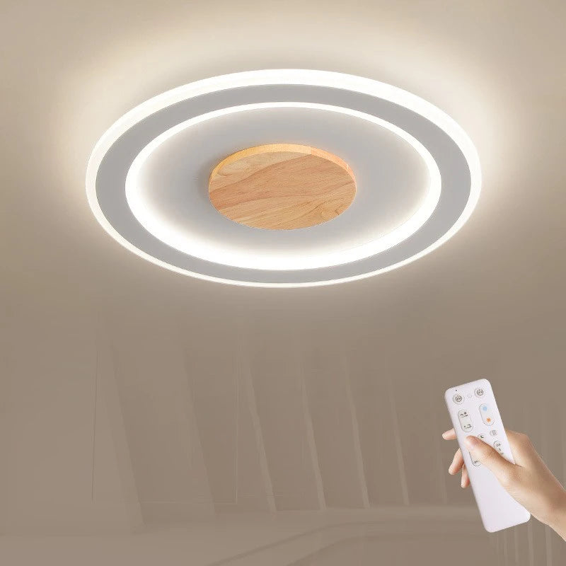 plafonnier led ultra-mince en bois massif design nordique moderne