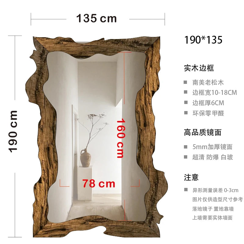 miroir moderne de luxe sur pied en bois décoratif pour la maison