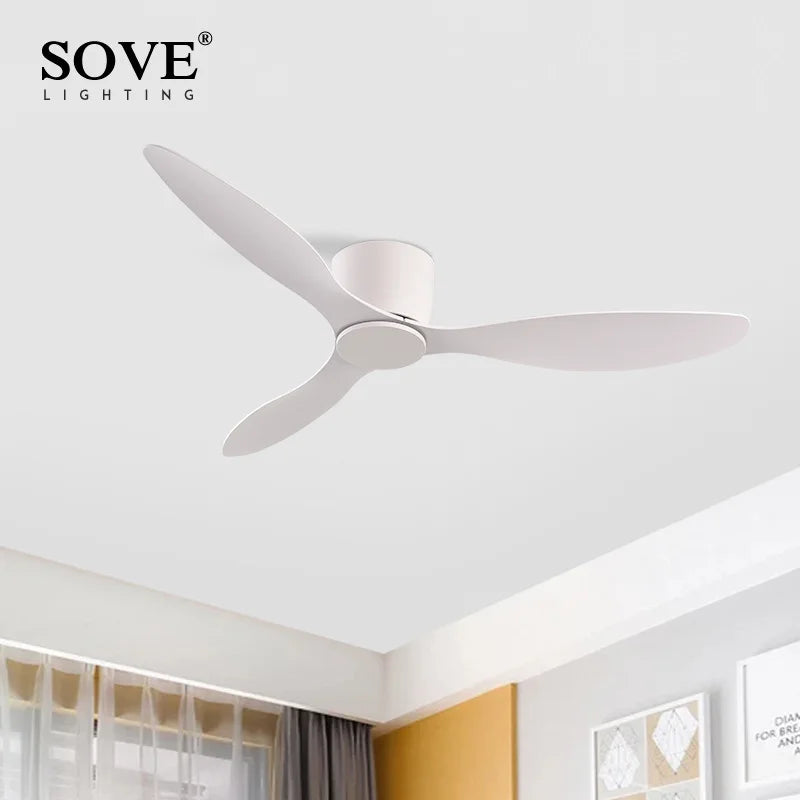 SOVE ventilateur de plafond blanc plancher bas Ultra mince 17 cm DC ventilateur de plafond avec télécommande ventilateurs de plafond simples sans lumière 220 V