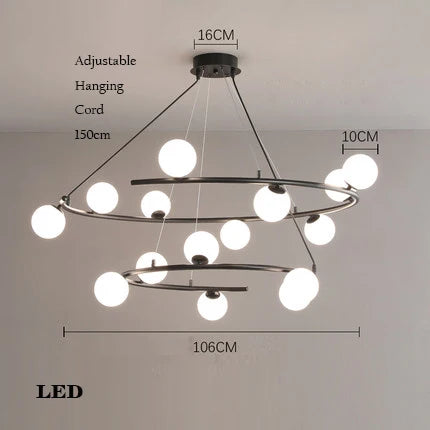 lustre créatif en fer et verre tendance pour décoration intérieure