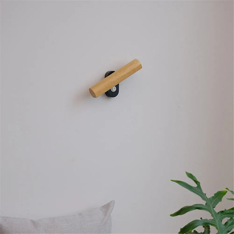 applique murale rotative minimaliste nordique en bois avec interrupteur led