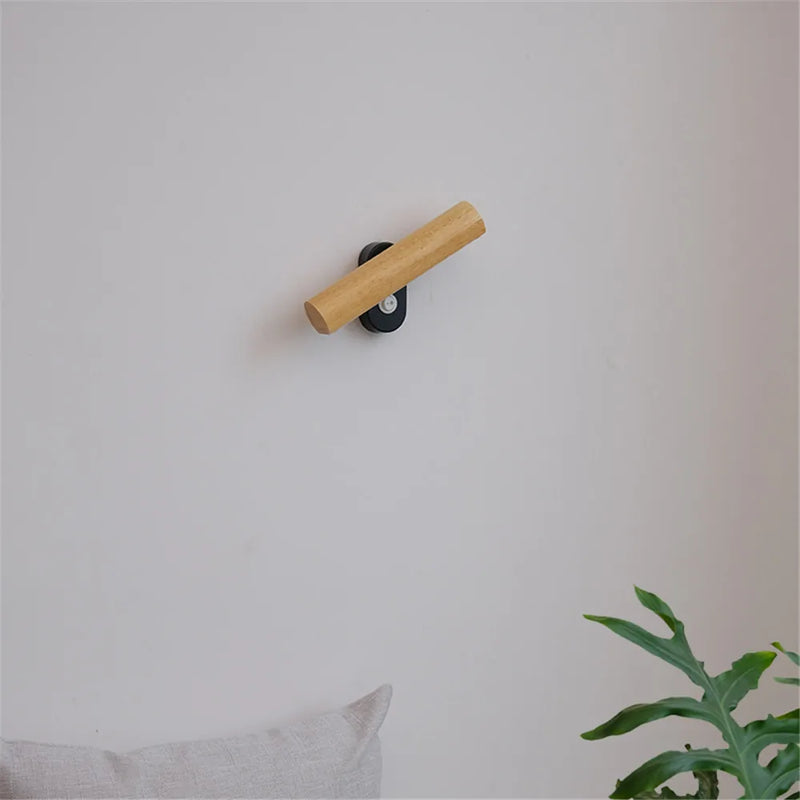 applique murale rotative minimaliste en bois avec interrupteur LED