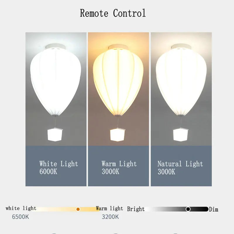 Kids Children's Ceiling Chandelier Light Air Ballon Design Remote Control LED Pendant Chandelier Lamps White Pink Yellow Blue