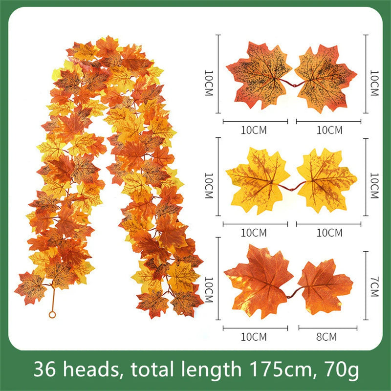 guirlande de feuilles d'érable artificielles en soie décorative pour jardin