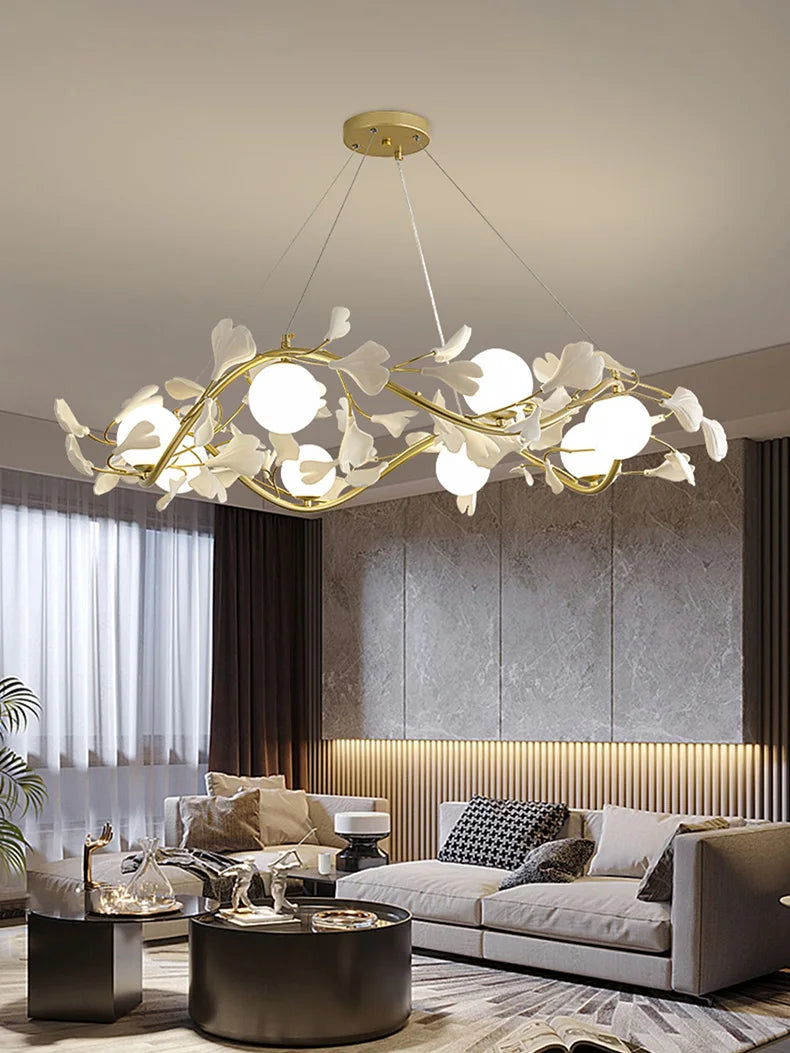 lustre ginkgo suspendu lumineux design moderne pour intérieur