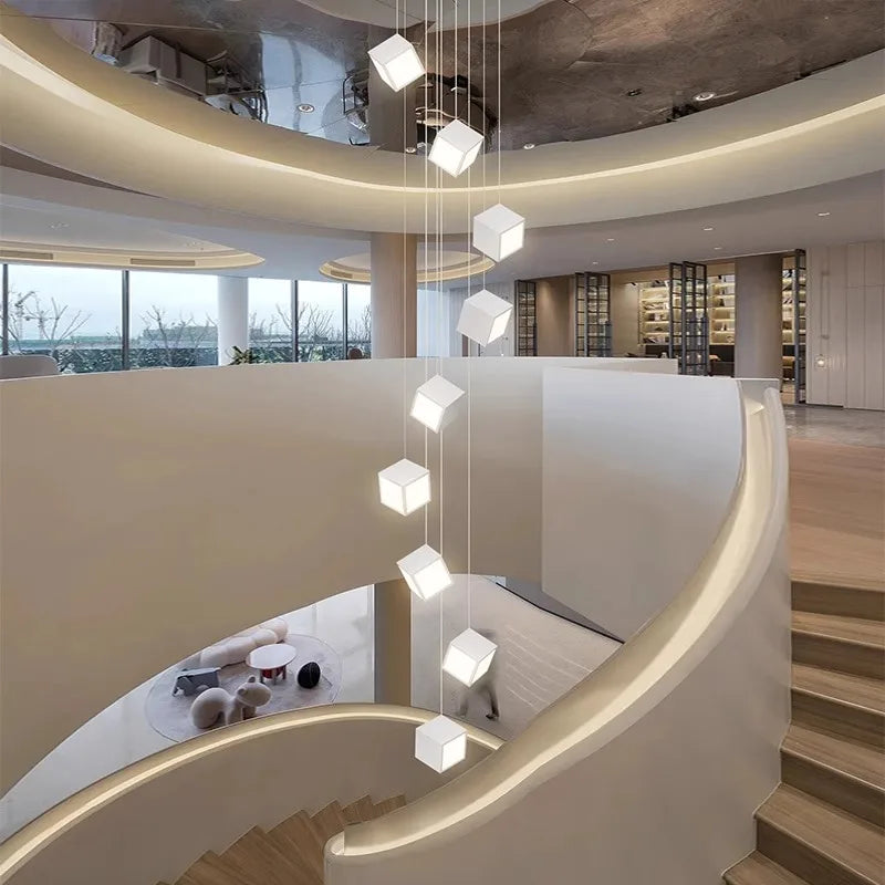 lustre minimaliste moderne pour escalier duplex rotatif