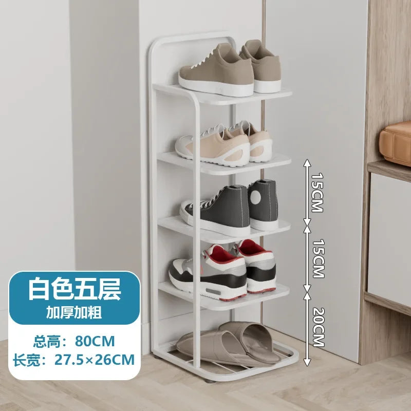 étagère à chaussures moderne en métal pour un rangement vertical élégant