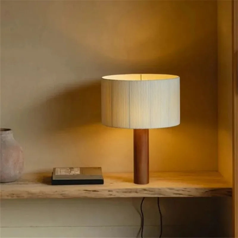 lampe à poser en bois massif style wabi sabi minimaliste