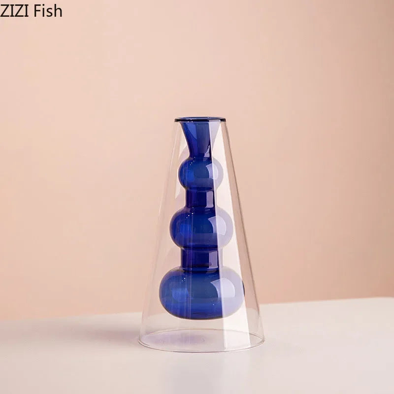 vase en verre multicolore pour culture hydroponique et décoration