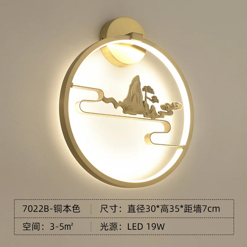 applique murale led traditionnelle chinoise en cuivre pour intérieur décoratif