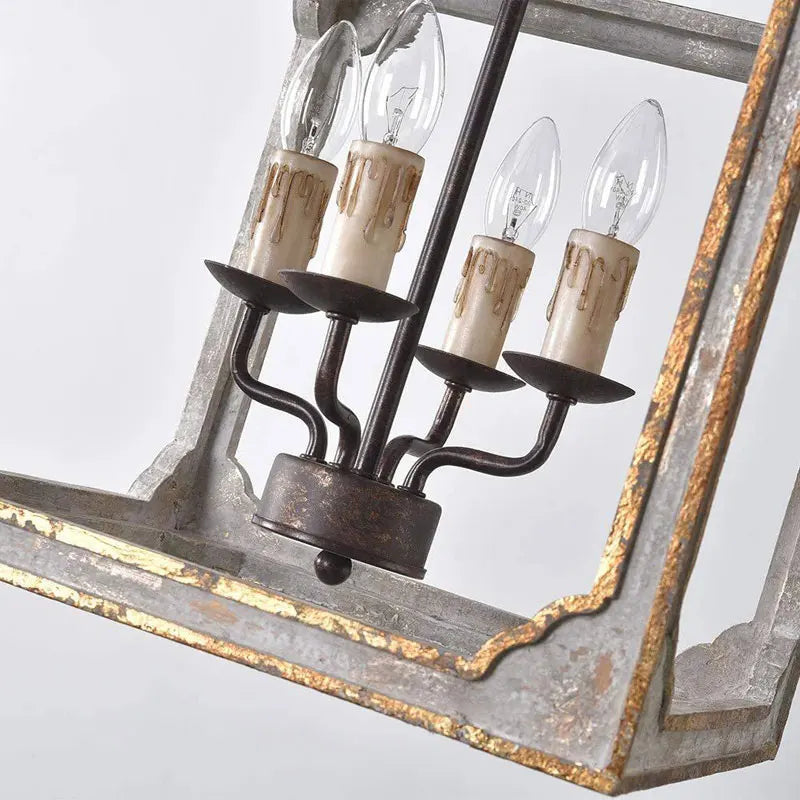 lustre rétro en bois massif style rural français américain